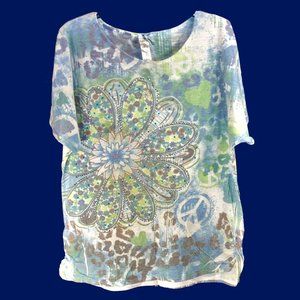 Knit Works graphic painted tee shirt XXL EUC